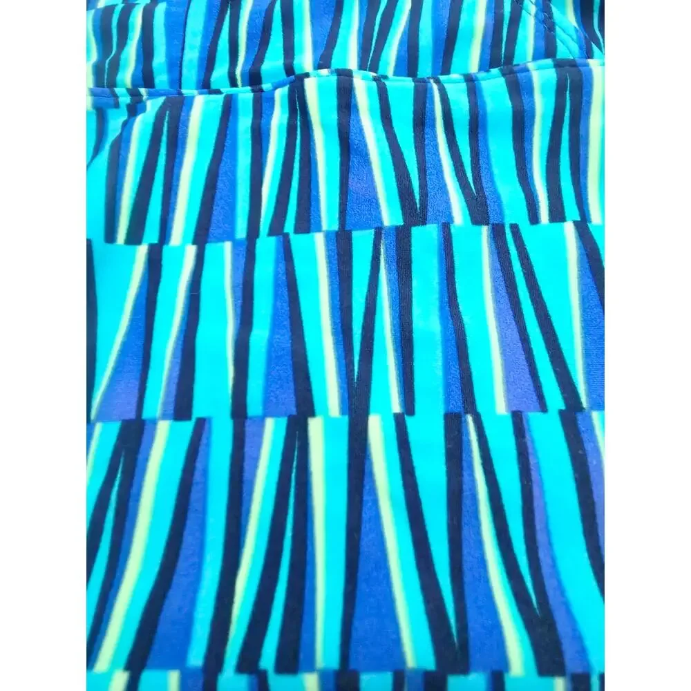 Old Navy Girls XL 14 Tankini Swimsuit Blue Geo Stripe
